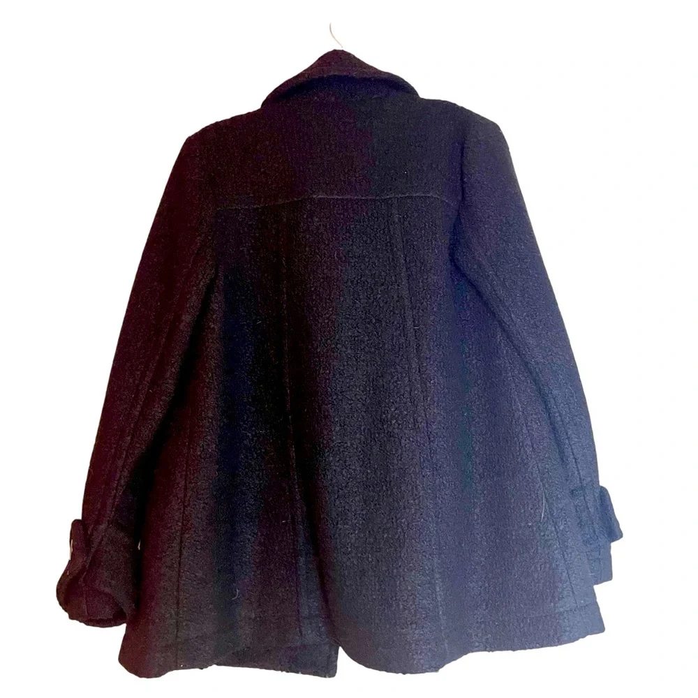 Free People Classic Black Double-Breasted Pea Coat EUC